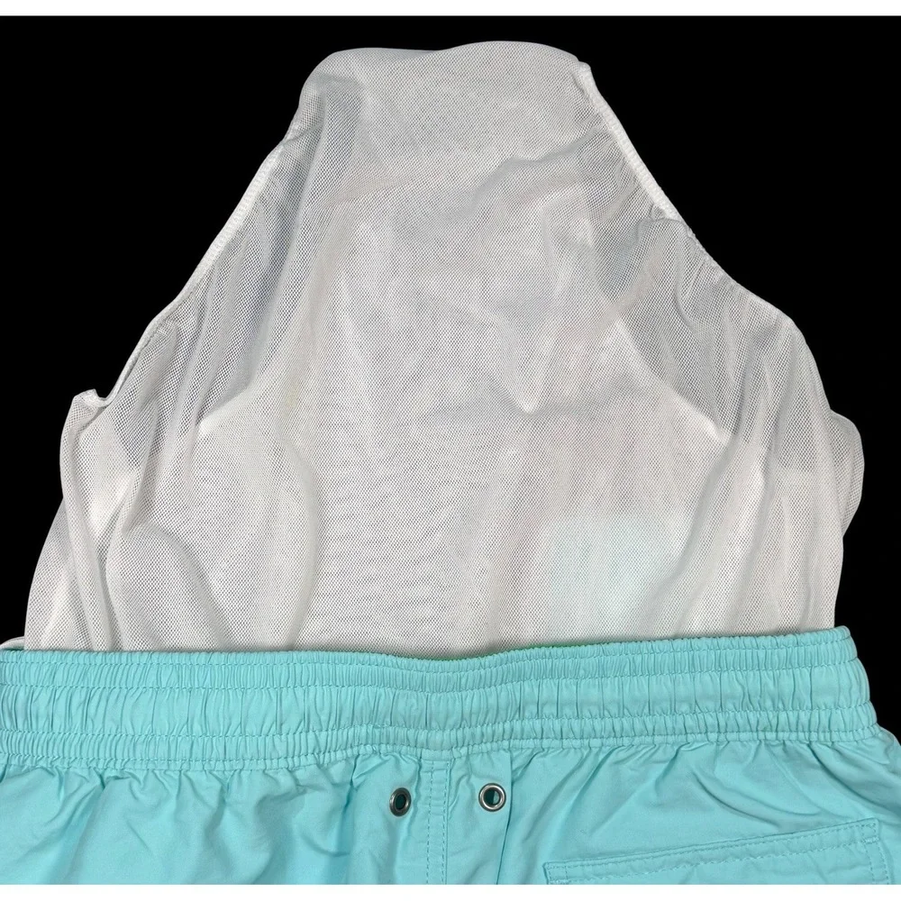 Polo Ralph Lauren Men's Teal Green Mesh Lined Swim Trunks Mid Rise Drawstring M